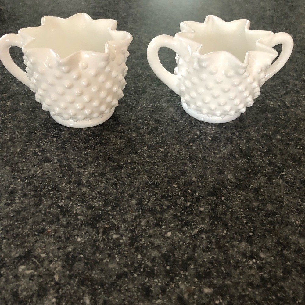Vintage Milk Glass Sugar and Creamer